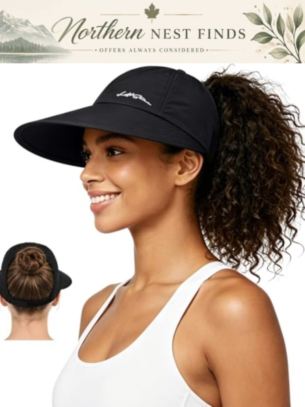 Womens Wide Brim Sun Hat Ponytail Hole Quick-Dry UPF Beach Golf Cap